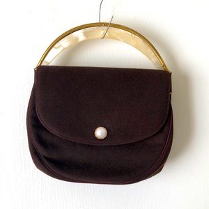 Vintage Carry Purse Brown Lucite Handle